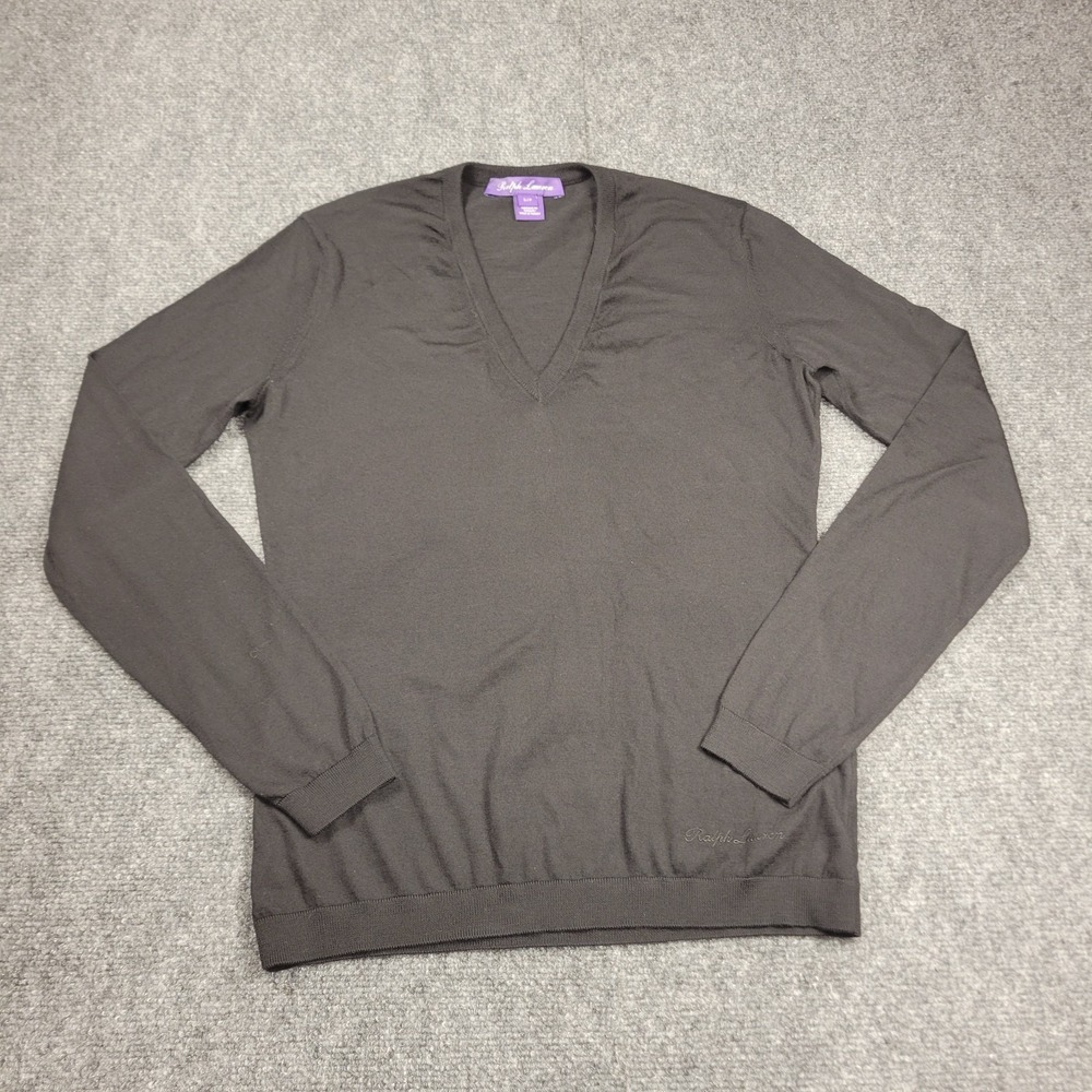 Ralph Lauren Purple Label Fine‎ Cashmere V-Neck Sweater Womens Small Black $1090